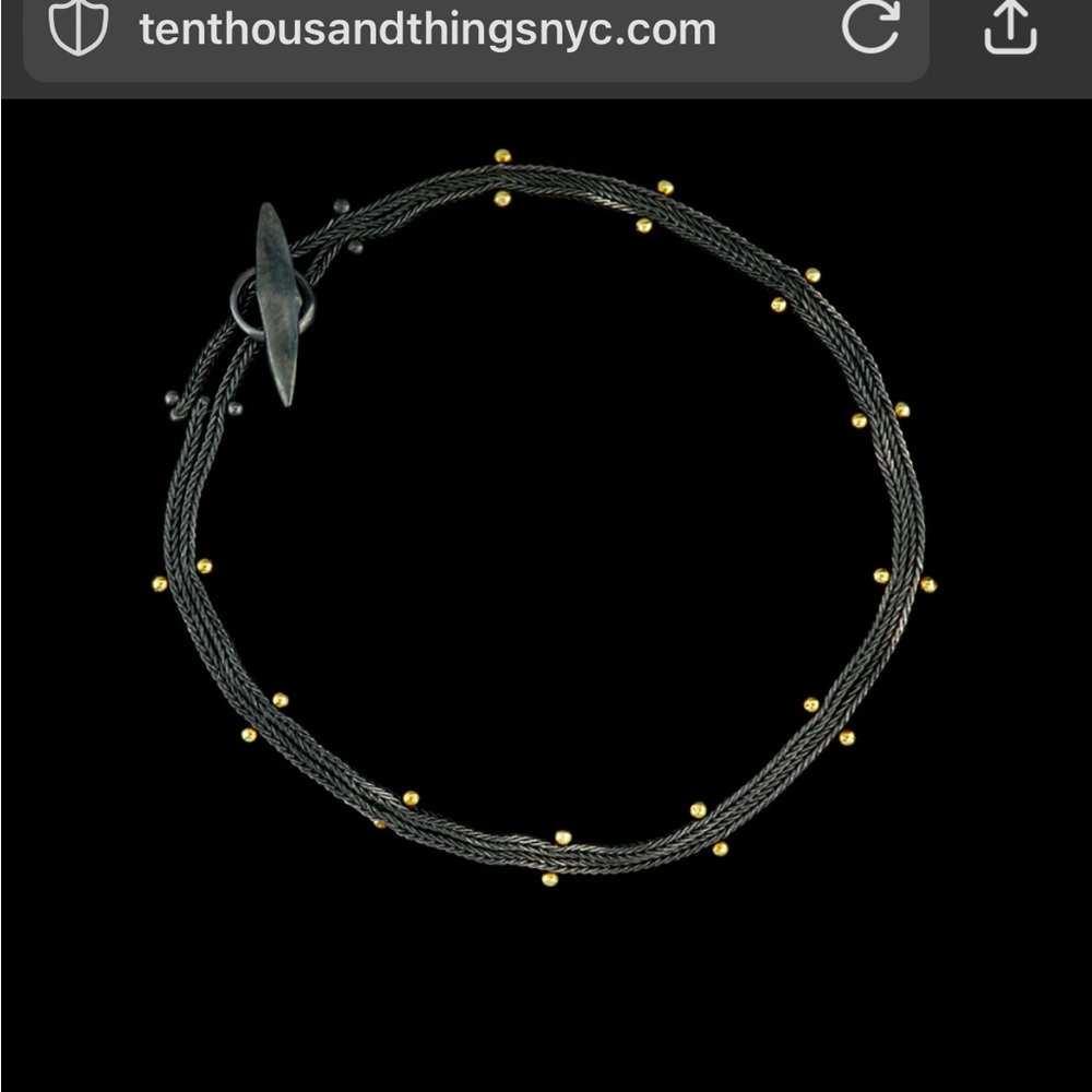 ten thousand things bracelet handwoven gold/oxidized sterling